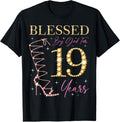 100% Cotton Blessed By God For 19 Years Old 19th Birthday Party B-day T-Shirt