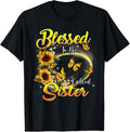 100% Cotton Blessed to be called Sister Shirt Sunflower Lovers Sister T-Shirt