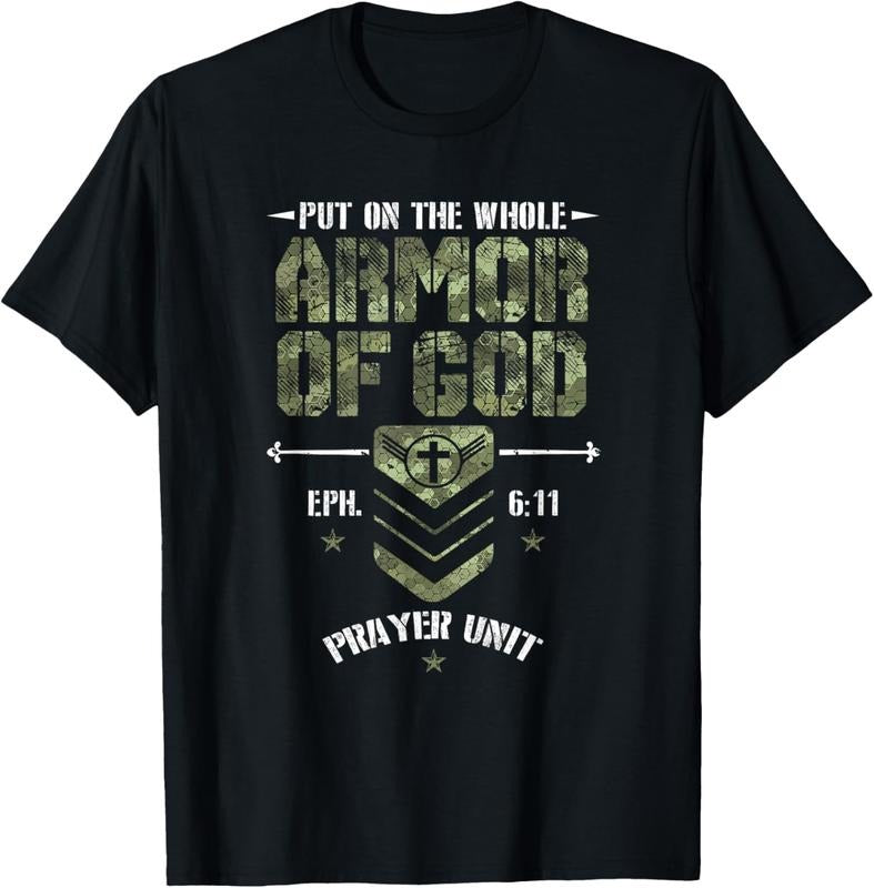 100% Cotton Camo Armor Of God Christians Religious Camouflage T-Shirt
