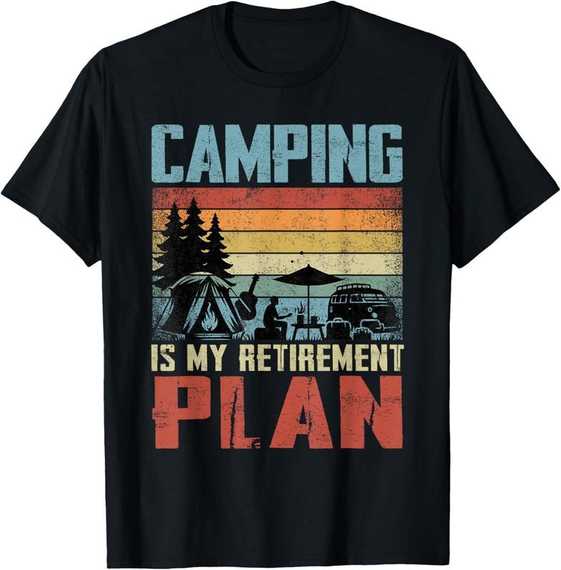100% Cotton Camping Is My Retirement Plan Retired Camper T-Shirt