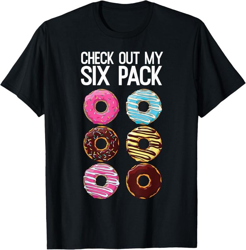 100% Cotton Check Out My Six Pack Funny Donut Lover Dad Bod Junk Food T-Shirt