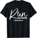 100% Cotton Christian Runner Gift Running Gear Run With Purpose Quote T-Shirt