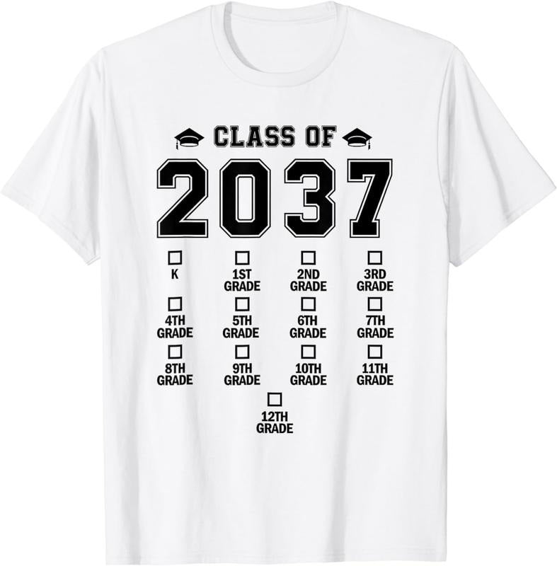 [100% Cotton]Class of 2037 Grow With Me Pre-k To 12th Grade Handprint T-Shirt