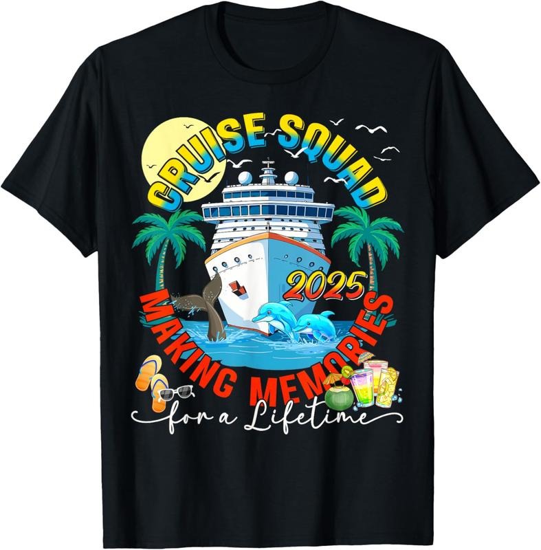 100% Cotton Cruise Squad 2025 Making Memories Family Cousin Crew Summer T-Shirt