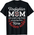 100% Cotton Firefighter Mom Mother's Day Thin Red Line Firefighting T-Shirt
