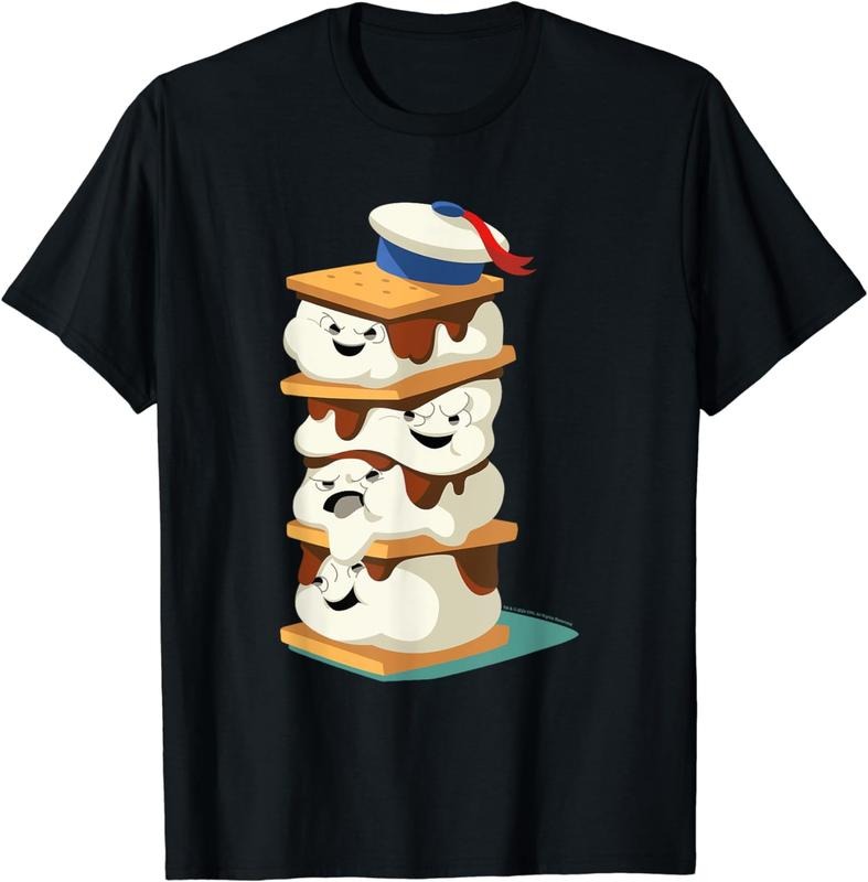[100% Cotton]Ghostbusters Stay Puft Marshmallow Men S'mores Stack T-Shirt