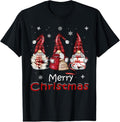 100% Cotton Gnome Family Christmas for Women Men - Buffalo Plaid T-Shirt