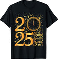 100% Cotton Happy New Year Fireworks 2025 New Years Eve Party Supplies T-Shirt