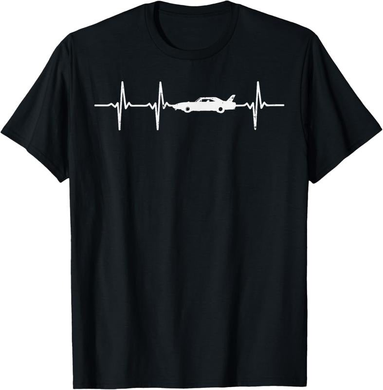 100% Cotton Heartbeat Car Drag Race Pulse Strip Driver Racing Racer Gift T-Shirt
