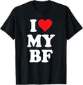 100% Cotton I Heart My BF Valentine's Day For Boyfriend Best I Love BF T-Shirt