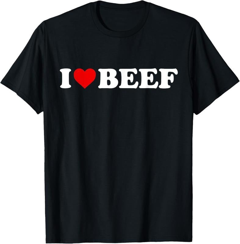100% Cotton I Love Beef - Heart T-Shirt