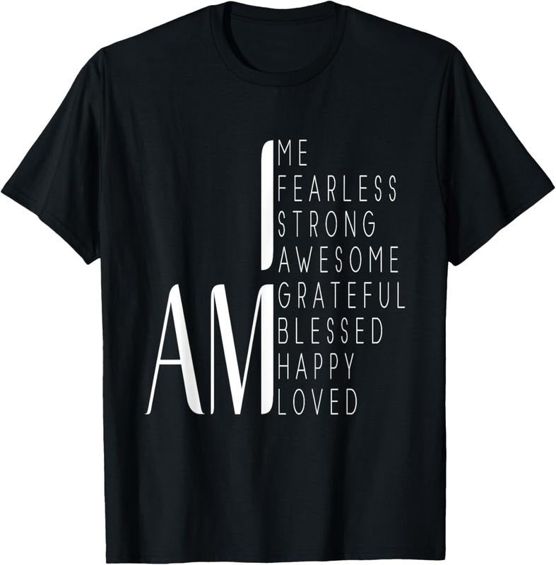 100% Cotton I am Fearless, I am Strong I am Blessed Inspirational Gift T-Shirt