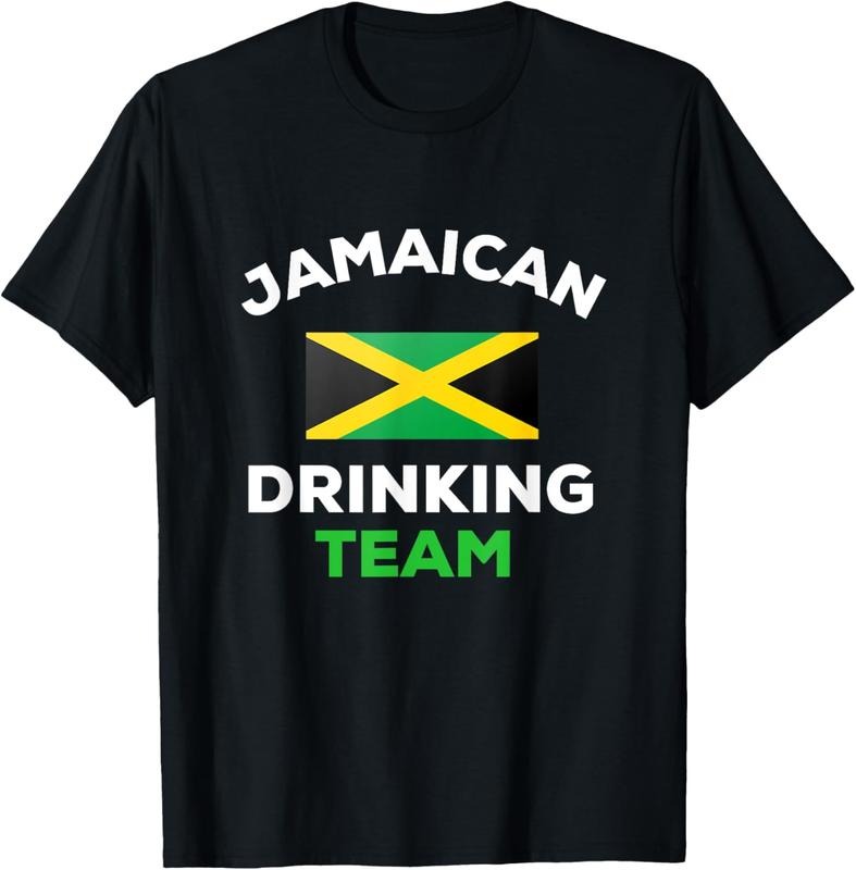 100% Cotton Jamaican Drinking Team Funny Country Jamaica Flag T-Shirt