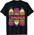 100% Cotton Leopard Pencil Daycare Teacher Back To School Teaching T-Shirt