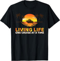 100% Cotton Living Life One Cruise At A Time Funny Cruise Ship T-Shirt