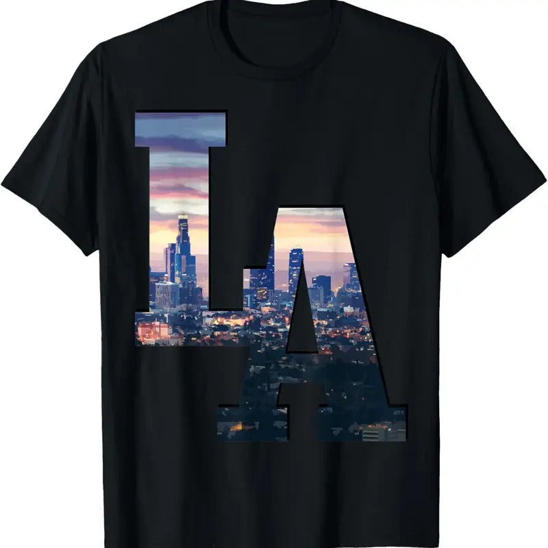 100% Cotton Los Angeles LA Skyline Vintage California LA T-Shirt