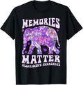 100% Cotton Memories Matter Alzheimer's Awareness Purple Elephant Flower T-Shirt