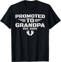 100% Cotton Mens Promoted To Grandpa Est 2025 Soon To Be Granddad T-Shirt