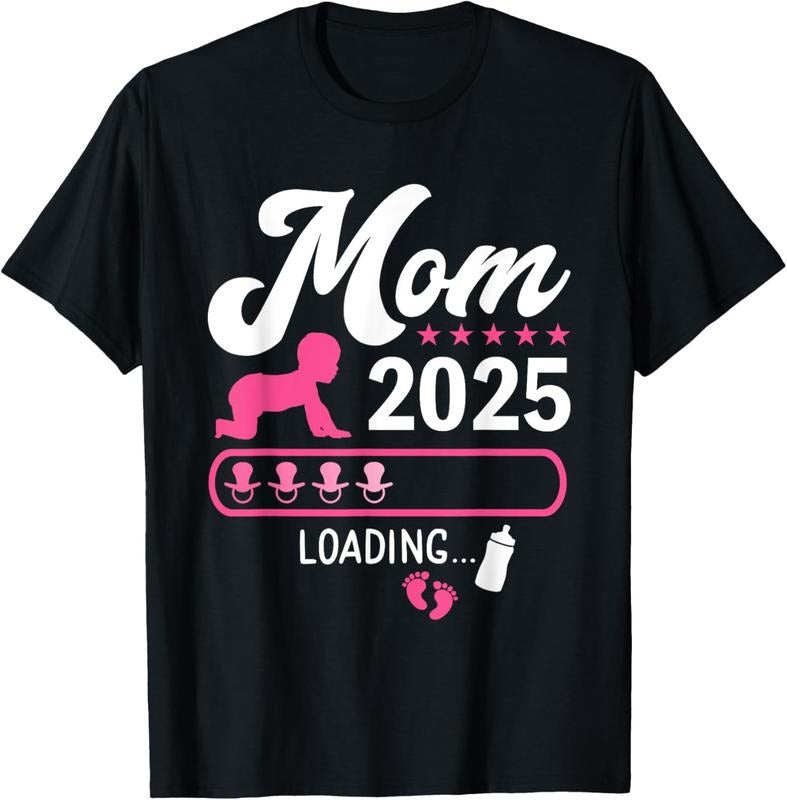 100% Cotton Mom loading bar 2025 for new  shower announcement T-Shirt