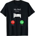 100% Cotton My Bed Is Calling Phone Screen T-Shirt