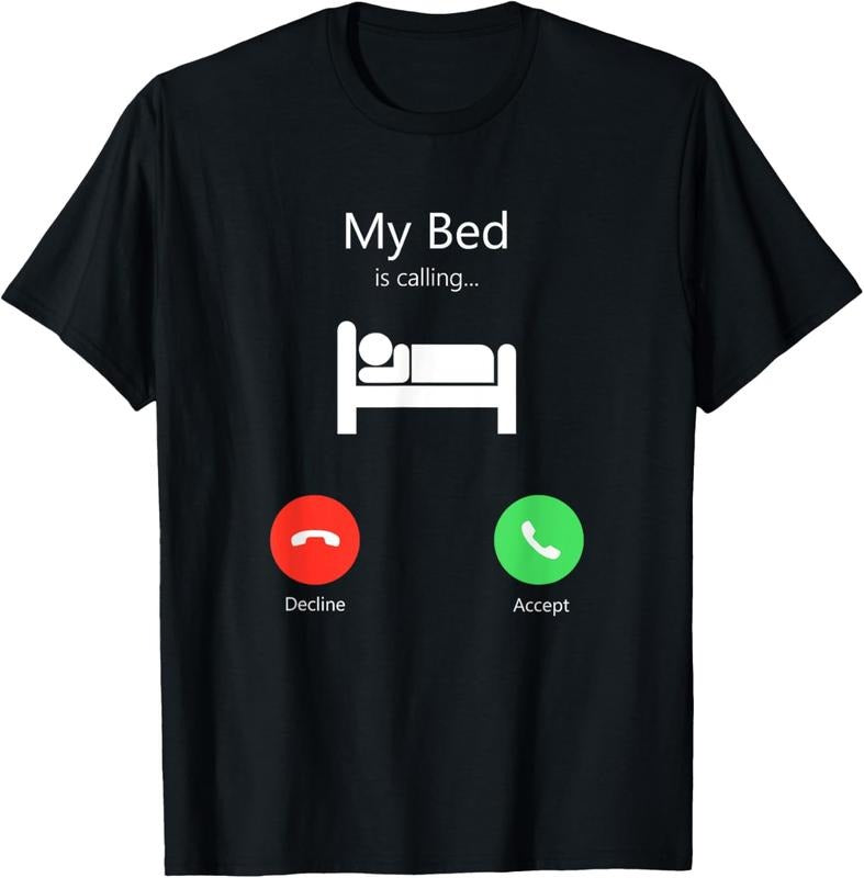 100% Cotton My Bed Is Calling Phone Screen T-Shirt