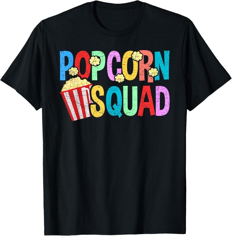 100% Cotton Popcorn Squad, Funny Movie Theater For Women Men T-Shirt