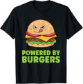 100% Cotton Powered By Burgers Fast Food Cheeseburger T-Shirt