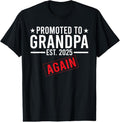 100% Cotton Promoted To Grandpa Again 2025  Announcement Sibling T-Shirt