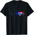 100% Cotton Puerto Rico Heart Puerto Rican Heartbeat ECG Pulse Boricua T-Shirt