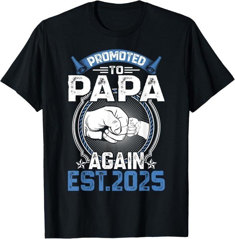 100% Cotton Retro Promoted To Papa 2025 Again Soon To Be Papa Mens T-Shirt