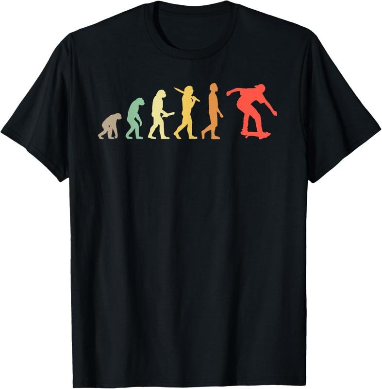 100% Cotton Retro Skating Evolution Gift For Skaters & Skateboarders T-Shirt