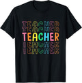 100% Cotton Retro Teacher Colorful Elementary School Teachers Women T-Shirt
