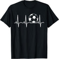 100% Cotton Soccer Heartbeat T-Shirt - Soccer Ball Heartbeat Tee T-Shirt
