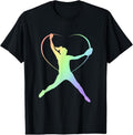 100% Cotton Soft Rainbow Softball Gifts For Teen Girls Pitcher Patterned T-Shirt