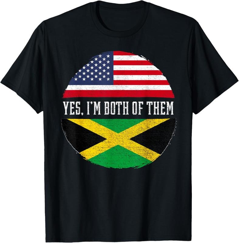 100% Cotton USA Flag Jamaica Heritage DNA T-Shirt