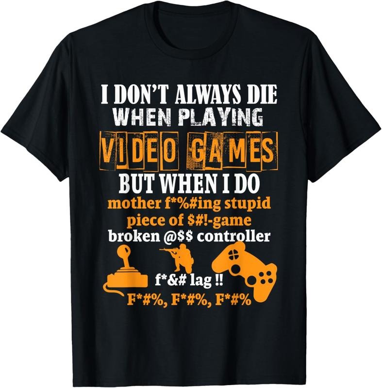100% Cotton Video Games T-Shirt Funny Gamer Tee for Console Gaming Fans T-Shirt