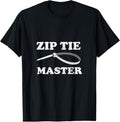 100% Cotton Zip Tie Master Cable Wire Ties Funny Mechanical Man T-Shirt
