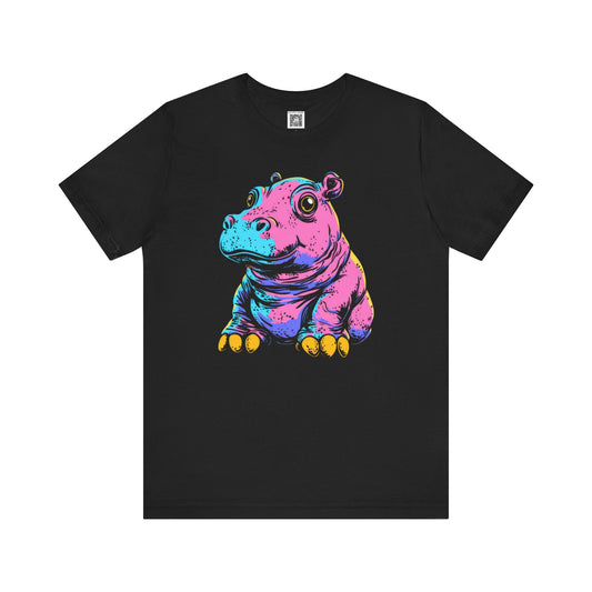 Colorful Hippo Graphic Tee Style005