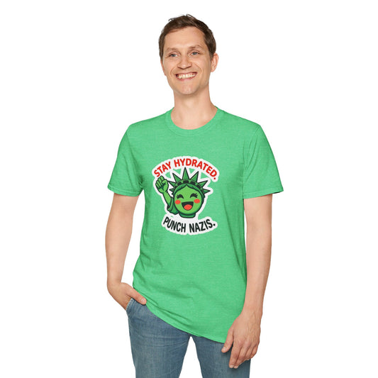 Stay Hydrated, Punch Nazis Funny Political Activism Tee