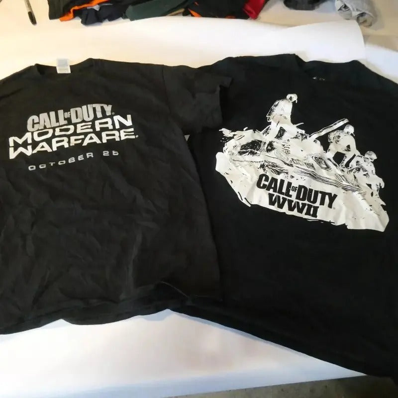 2 sides Call of Duty Modern Warefare adn WWII T-shirt,  Made Using 100% Us Cotton, Design & Printed In The USA Menswear T-Shirt