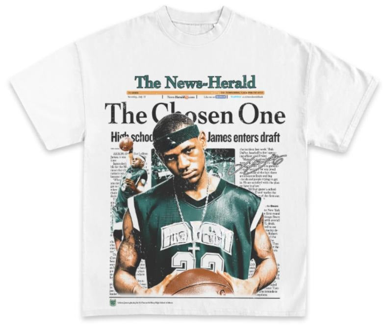 2002 Lebron James "The Chosenn One" Vintage 90s Graphic T-Shirt, Menswear Top Underwear Streetwear