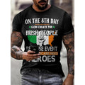3D IRISH PEOPLE Print Men's Fashion Short Sleeve Crew Neck T-shirt, Summer Outdoor Made in USA