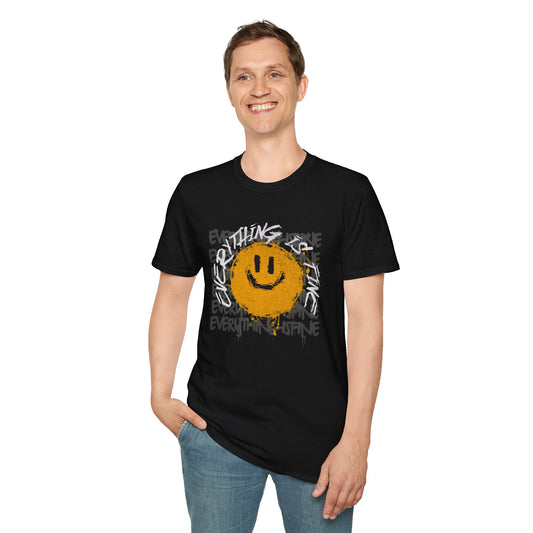 Everything is Fine Funny Unisex Softstyle T-Shirt, Sarcastic Tee, Humorous Graphic Shirt, Apocalypse Saying Top, Gift for Joke Lovers