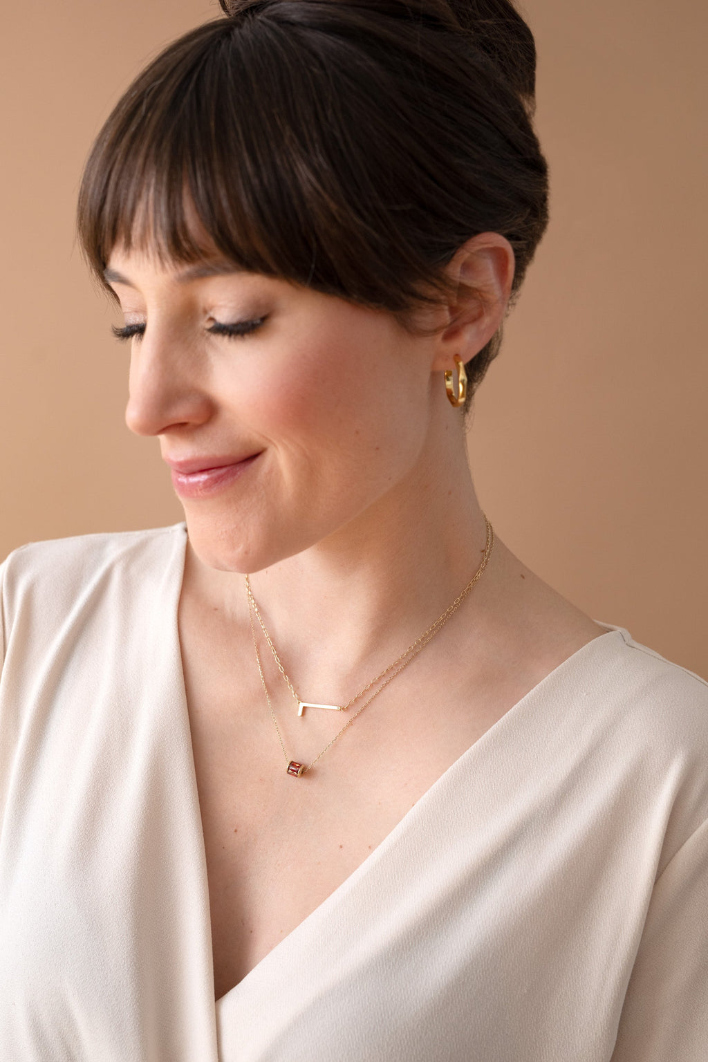 Initial L Precious Elongated Necklace