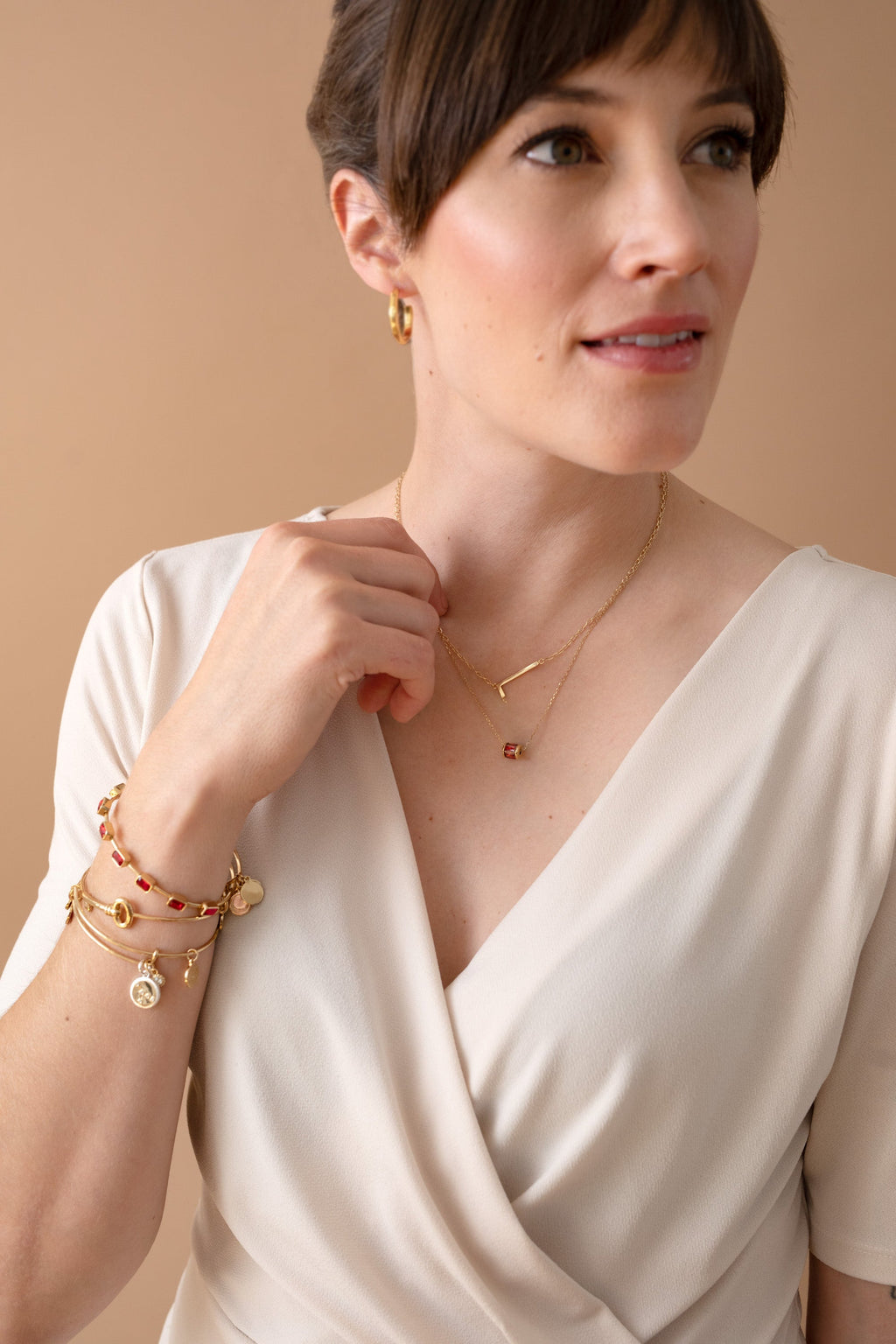 Initial L Precious Elongated Necklace