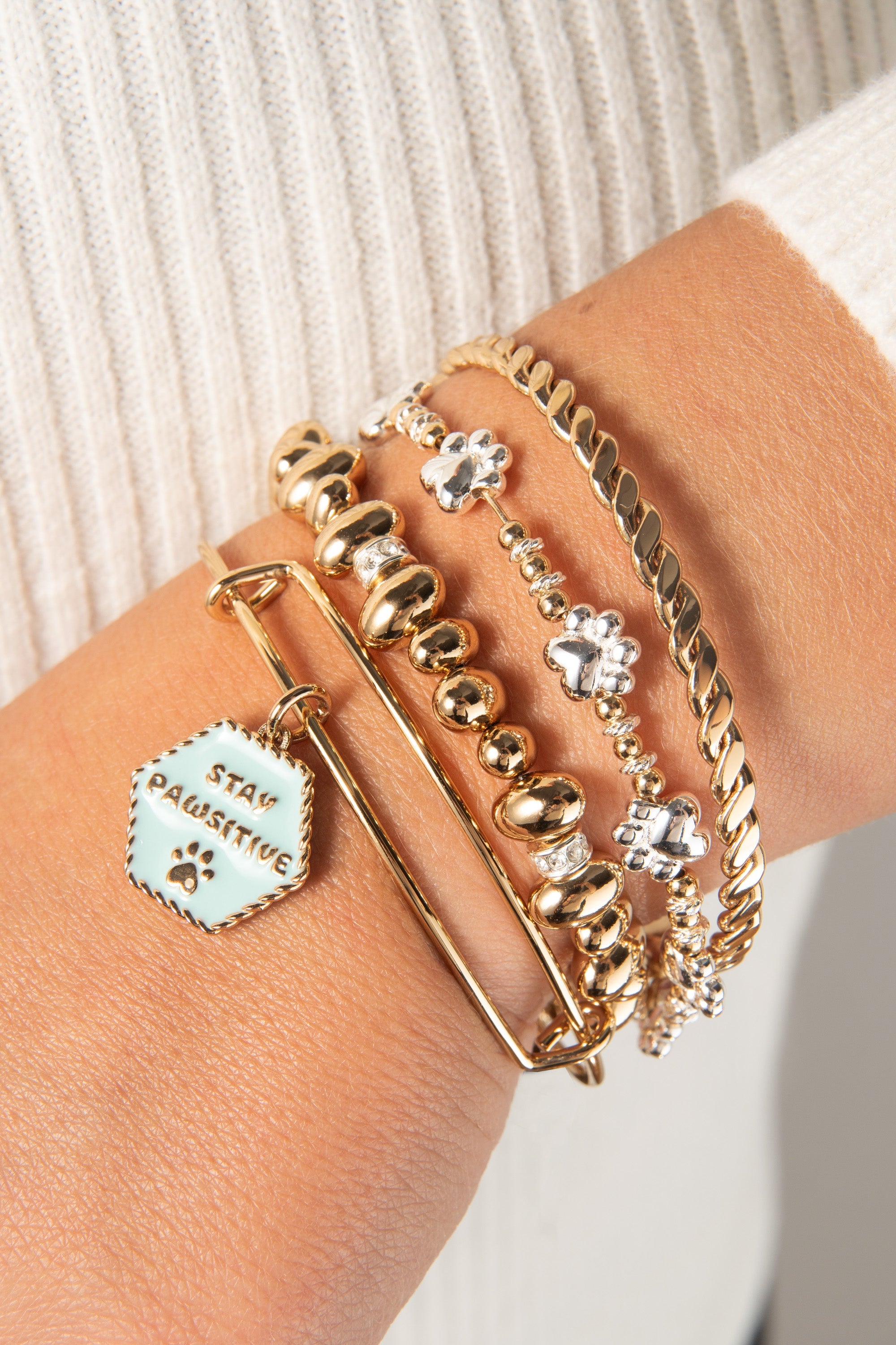 Paw Print Beaded Dog Bangle