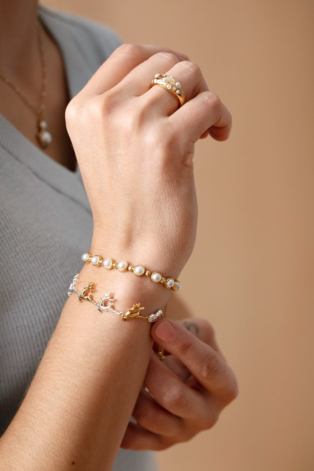 Pearl Bolo Beaded Bracelet