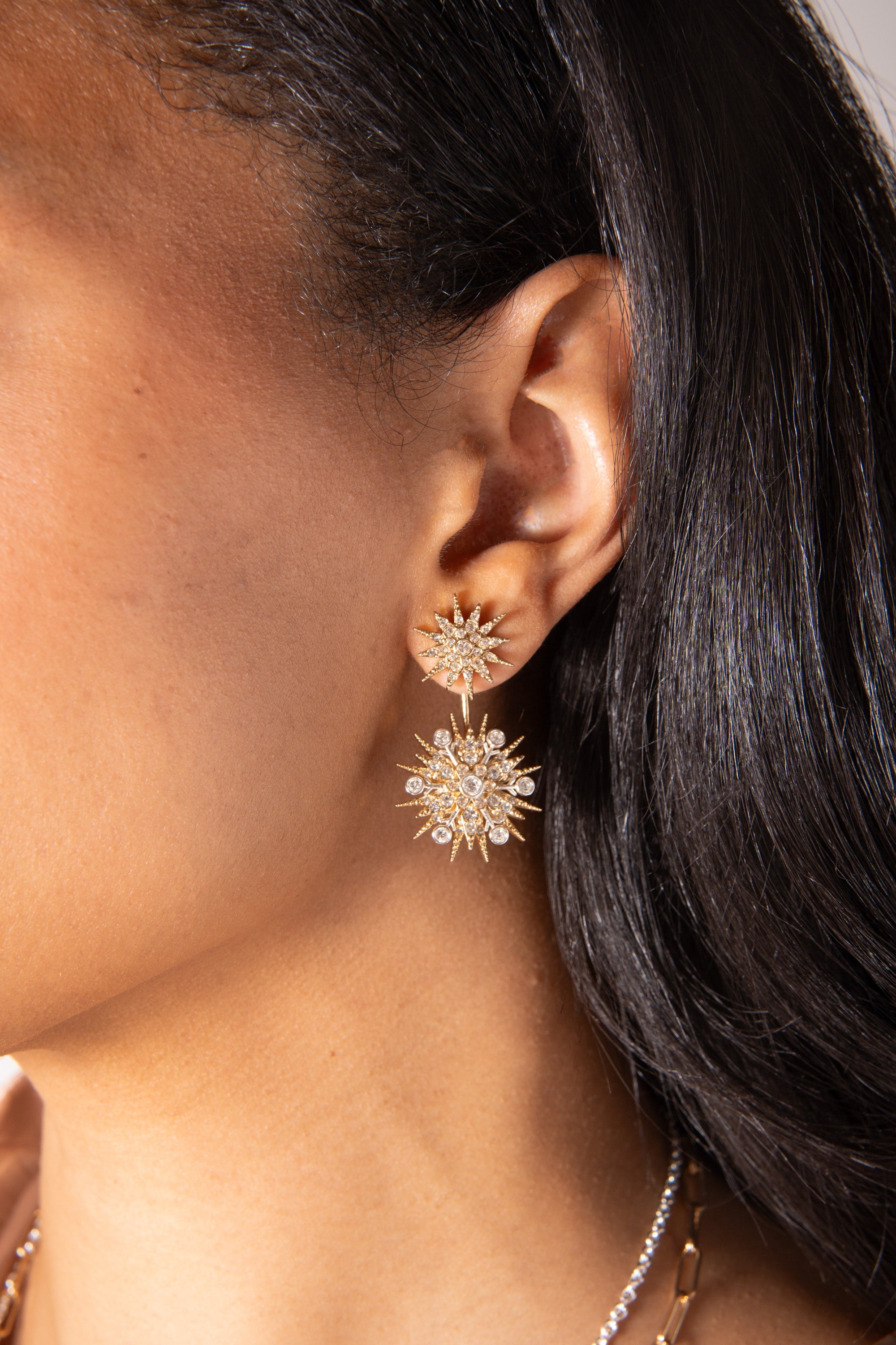 Two-In-One Snowflake Ear Jacket Earrings