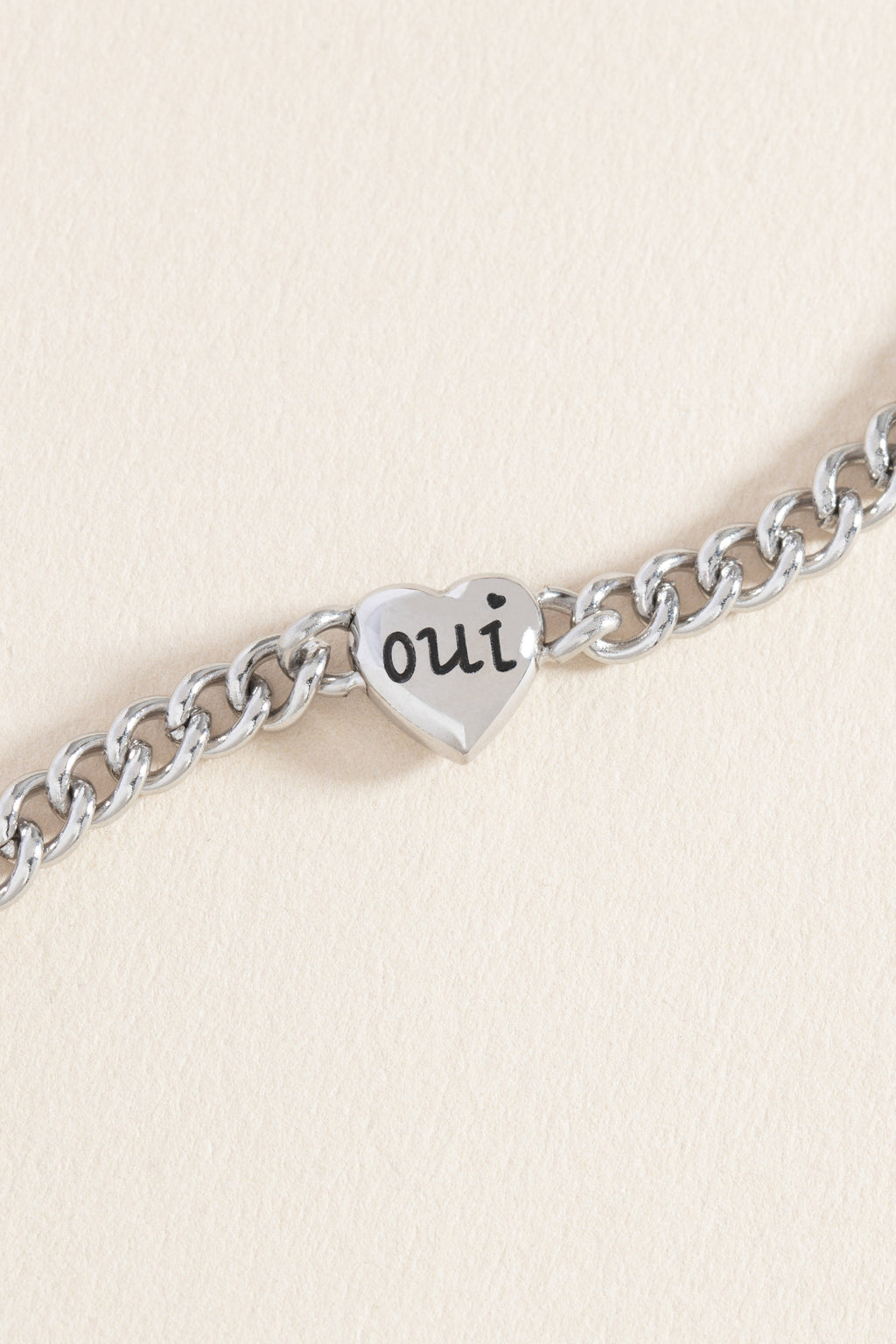 Engraved French 'Oui' & 'Non' Reversible Heart Bracelet