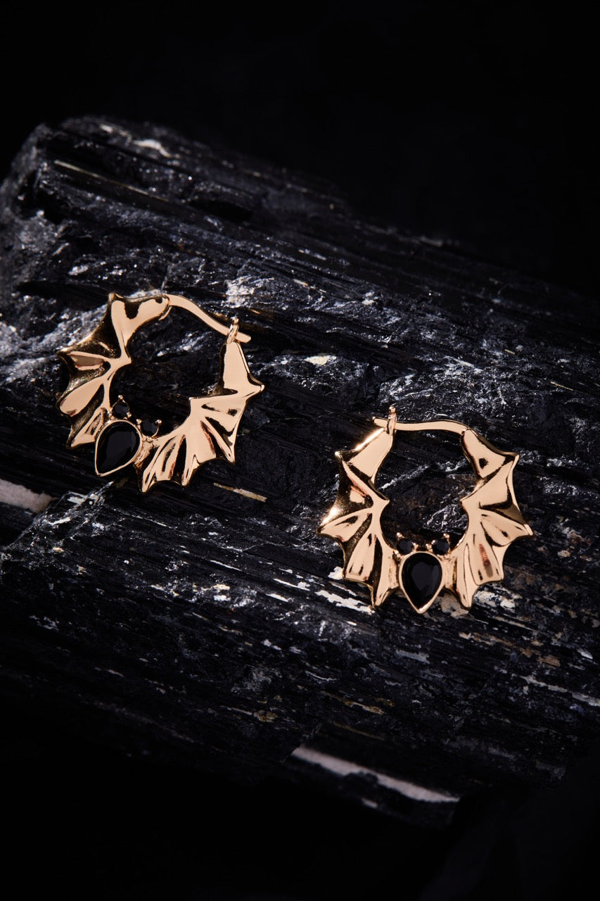 Crystal Bat Hoop Earrings
